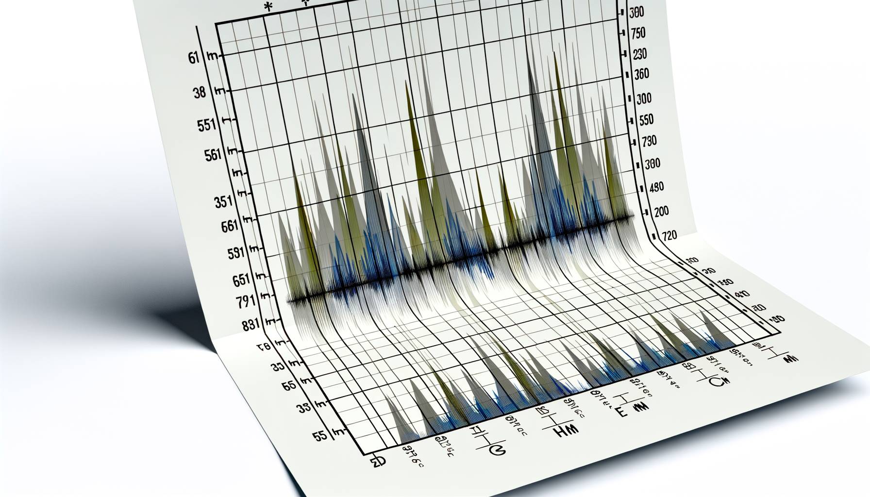 Ilustración profesional de un audiograma con un gráfico de frecuencias y niveles de intensidad de ...